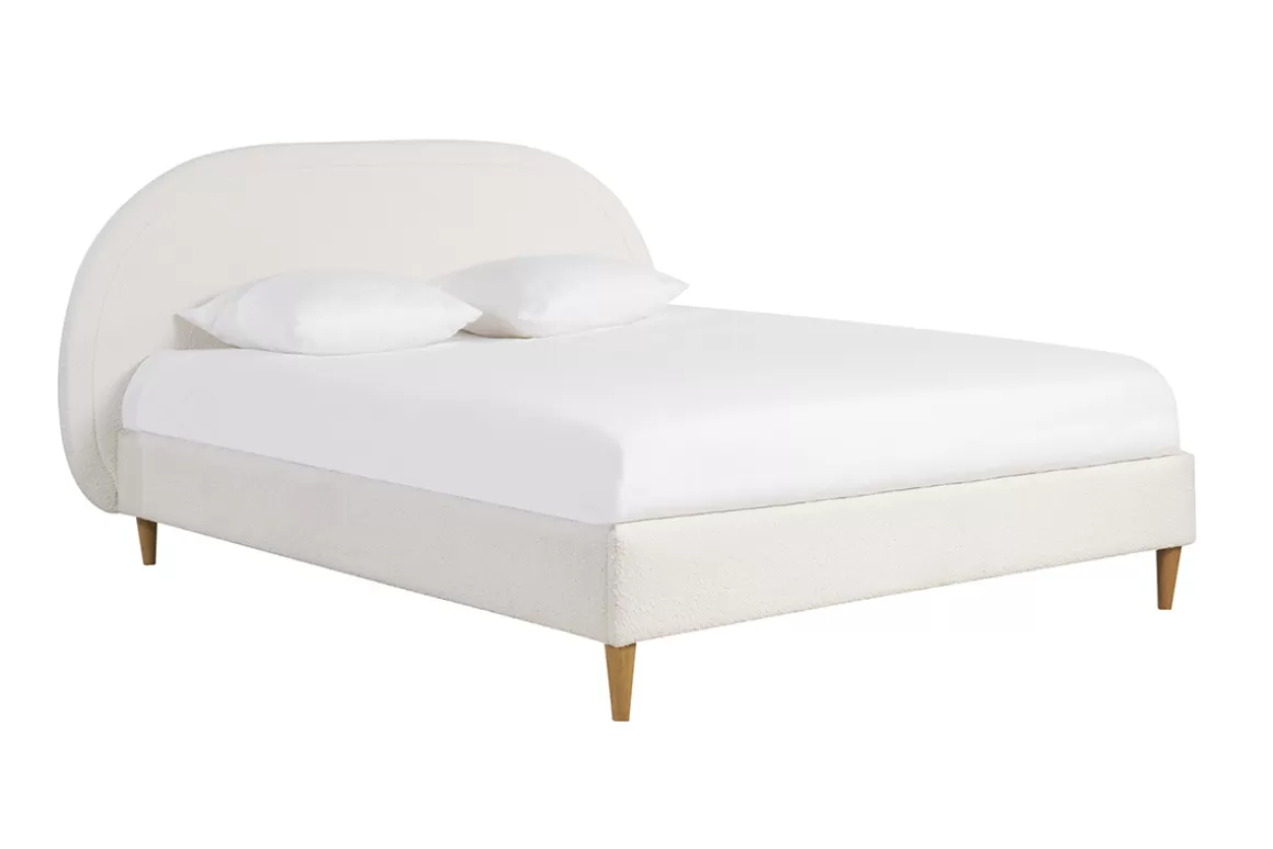 Miliboo Doppelbett 160x200 Stoff mit Bouclé-Wolleffekt CHARLINE