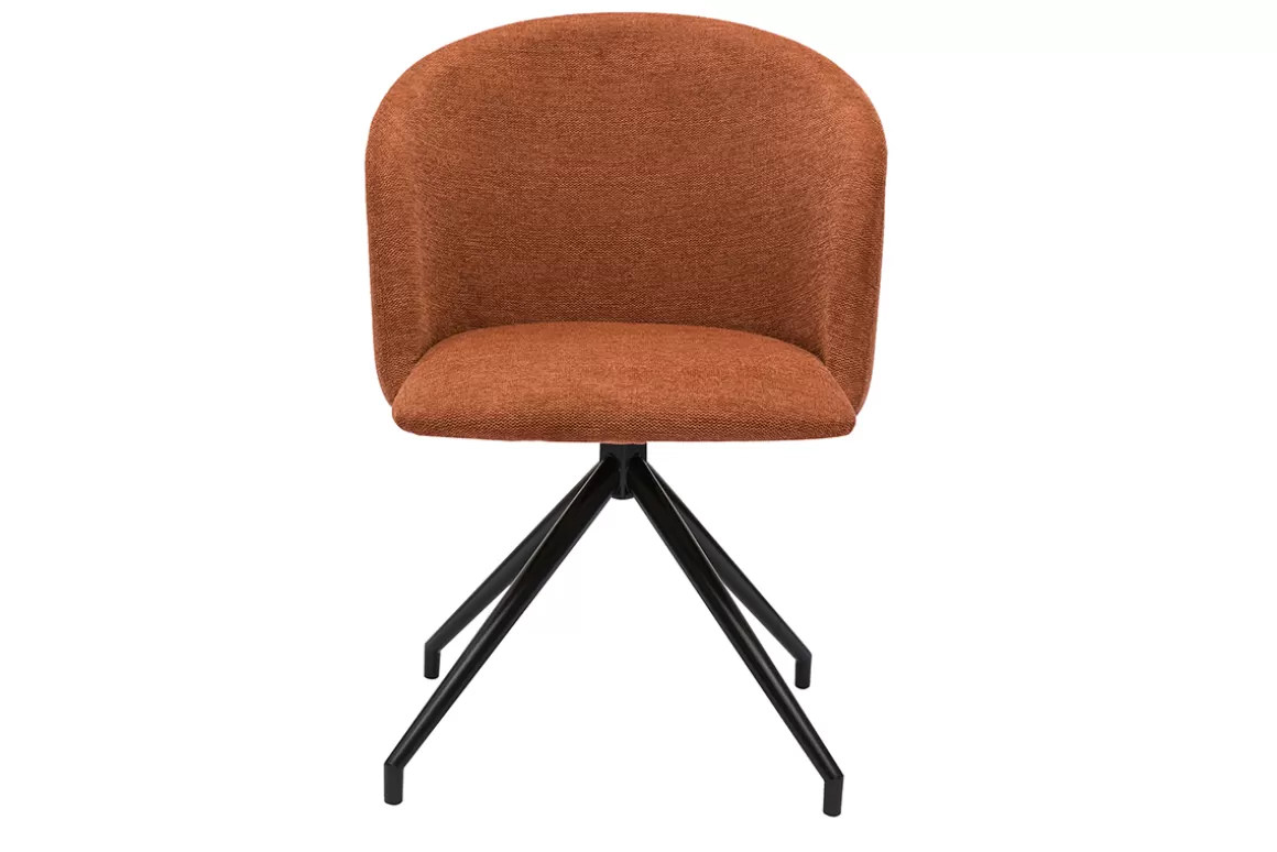 Miliboo Drehstuhl im Design 360° aus strukturiertem Samteffektstoff in verbranntem Erdbraun und schwarzem Metall VANITY