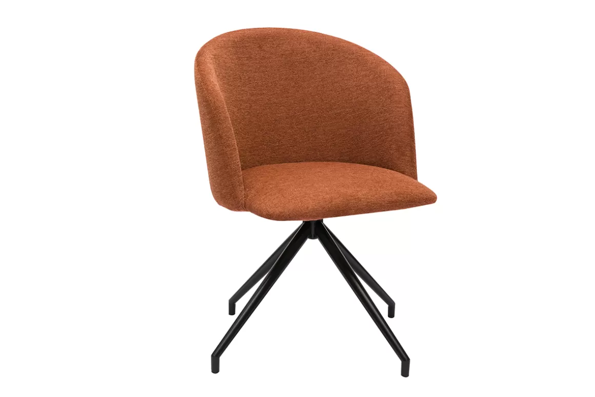 Miliboo Drehstuhl im Design 360° aus strukturiertem Samteffektstoff in verbranntem Erdbraun und schwarzem Metall VANITY