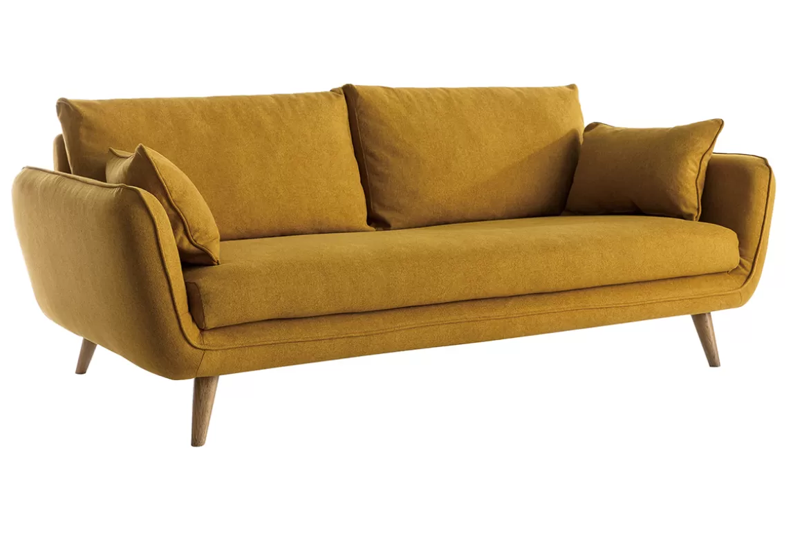 Miliboo Dreisitzer-Sofa CREEP kümmelgelb