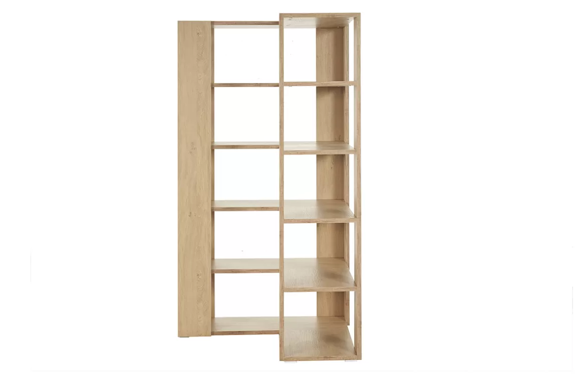 Miliboo Eck-Bücherregal in hellem Eichenholz und schwarzem Metall B95 cm MUSSO