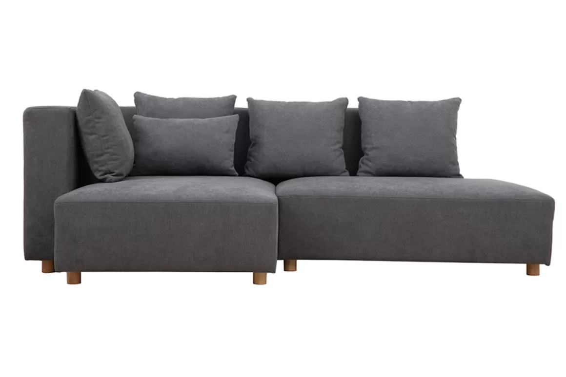 Miliboo Ecksofa hellgrau Samt-Effekt HARLEM
