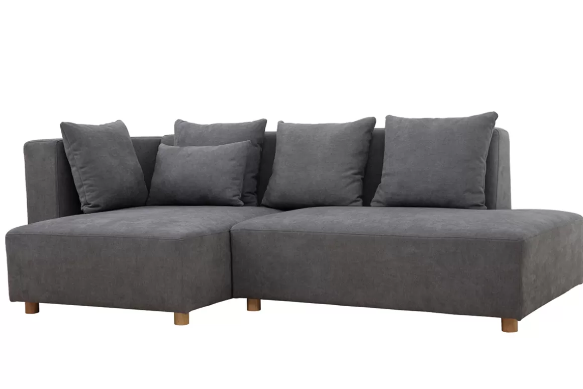 Miliboo Ecksofa hellgrau Samt-Effekt HARLEM