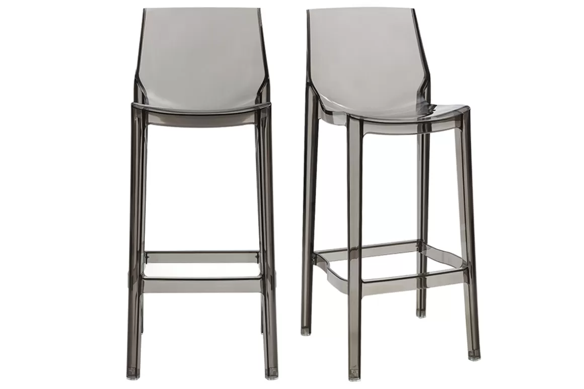 Miliboo 2er-Set Design-Barhocker Rauchgrau YLAK
