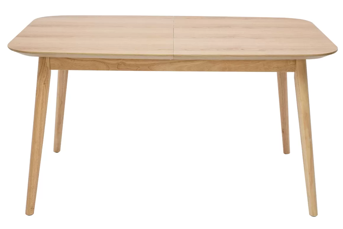 Miliboo Erweiterbarer Tisch mit integrierten Verlängerungen rechteckig aus hellem Holz mit Eichenfurnier B140-170 cm ANK