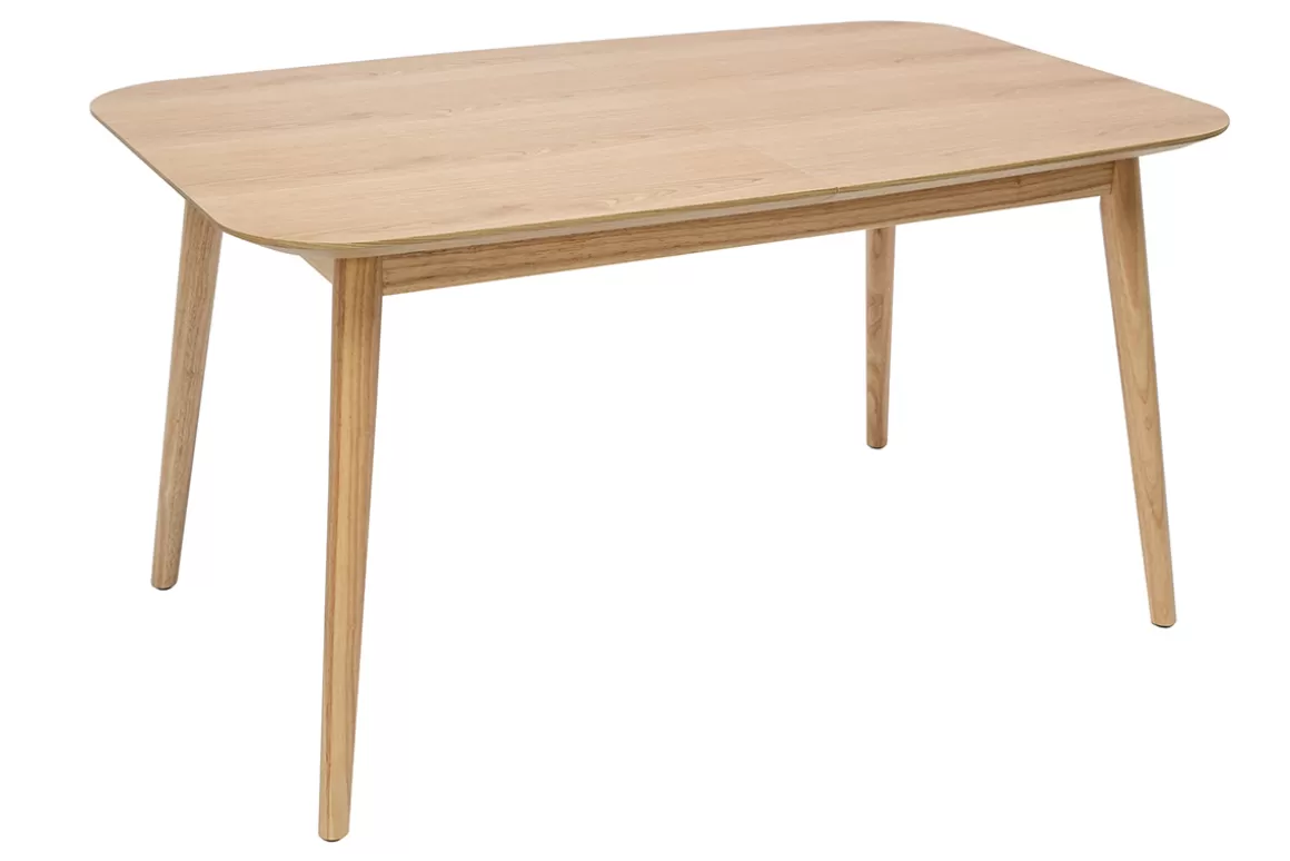 Miliboo Erweiterbarer Tisch mit integrierten Verlängerungen rechteckig aus hellem Holz mit Eichenfurnier B140-170 cm ANK