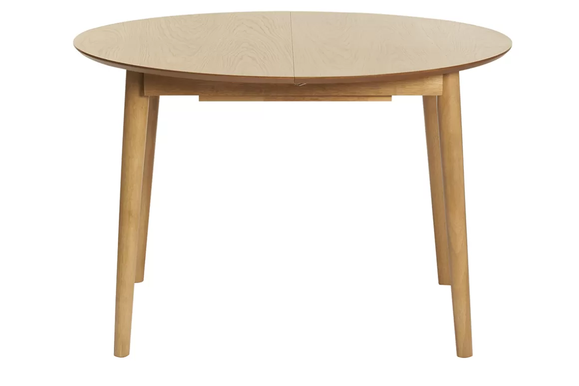 Miliboo Erweiterbarer Tisch mit integrierten Verlängerungen rund aus hellem Holz mit Eichenfurnier B115-154 cm EGO