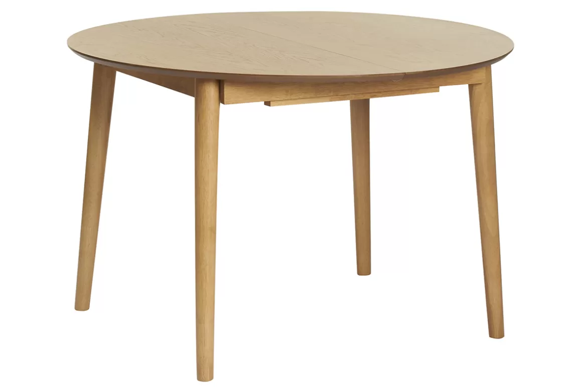 Miliboo Erweiterbarer Tisch mit integrierten Verlängerungen rund aus hellem Holz mit Eichenfurnier B115-154 cm EGO