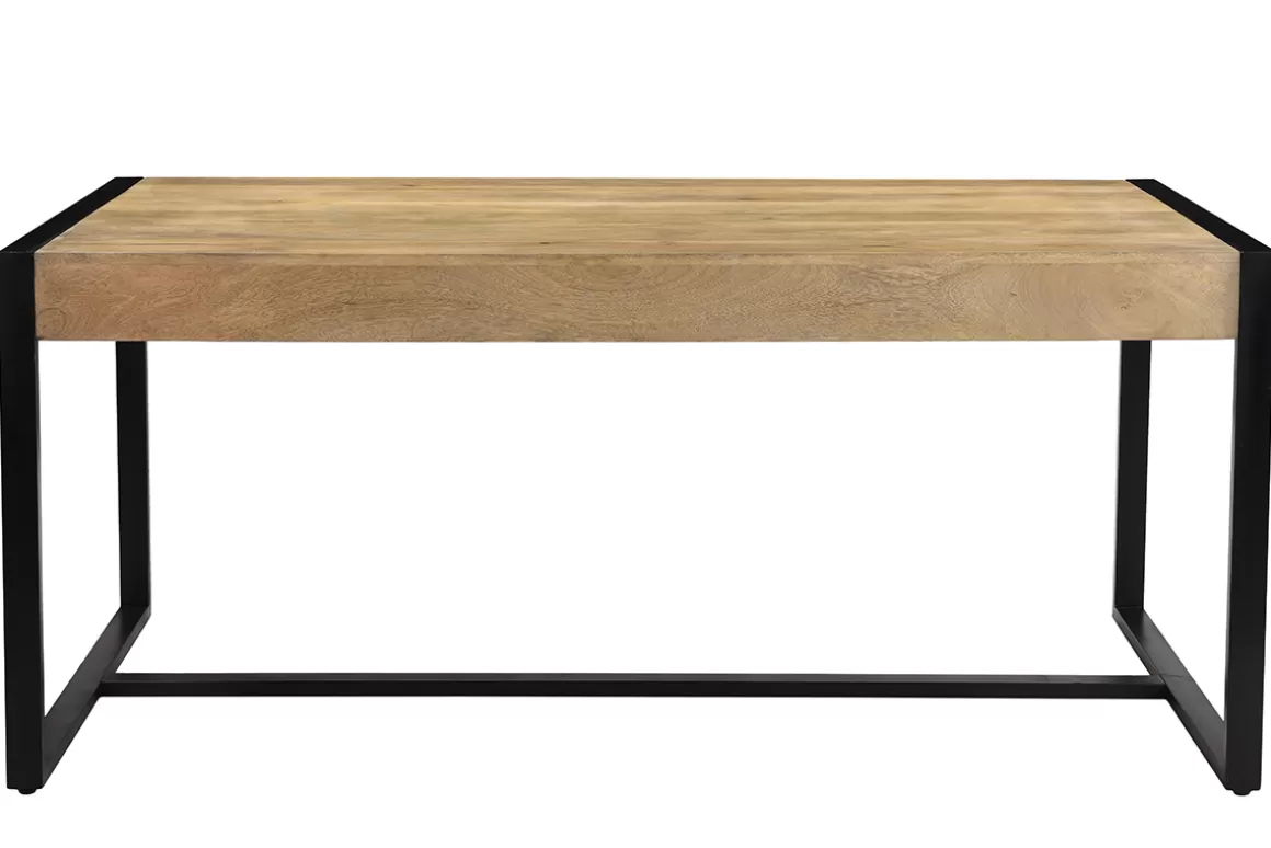 Miliboo Esstisch aus massivem Mangoholz und schwarzem Metall B 175 cm BERGEN