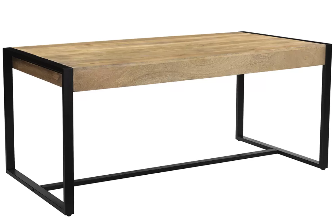 Miliboo Esstisch aus massivem Mangoholz und schwarzem Metall B 175 cm BERGEN
