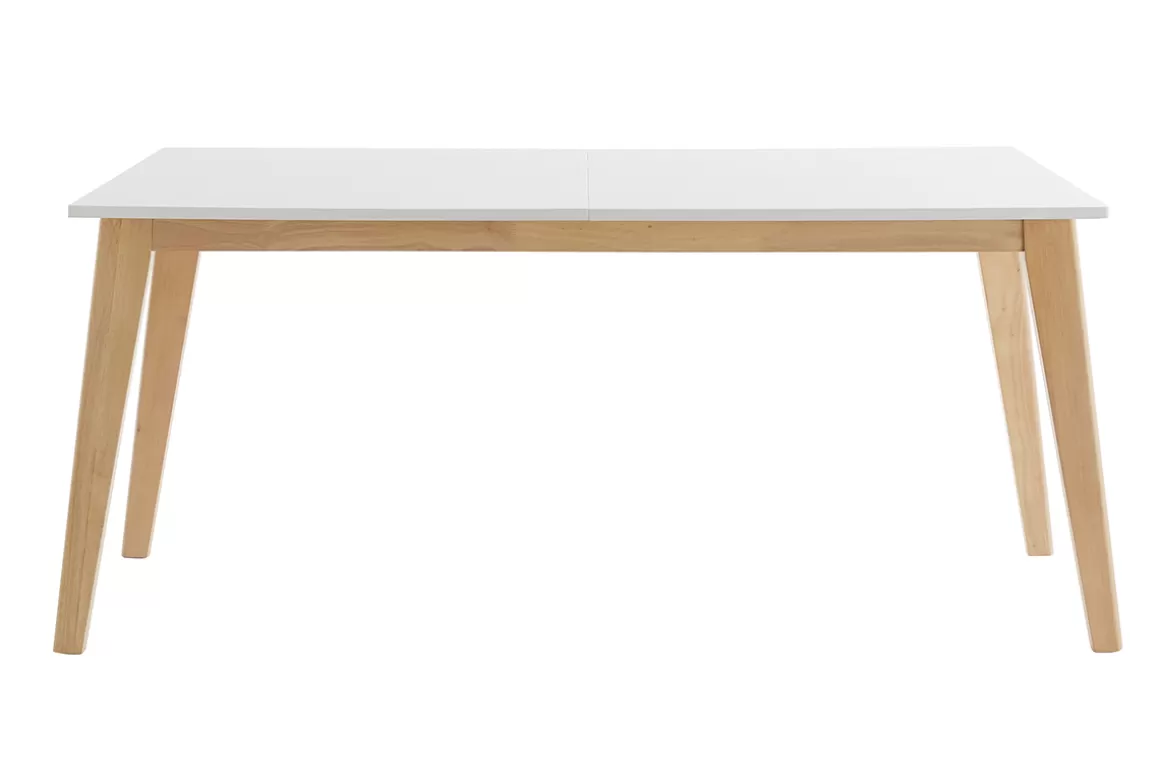 Miliboo Esstisch ausziehbar helles Holz und weiß L160-205 cm SWAD