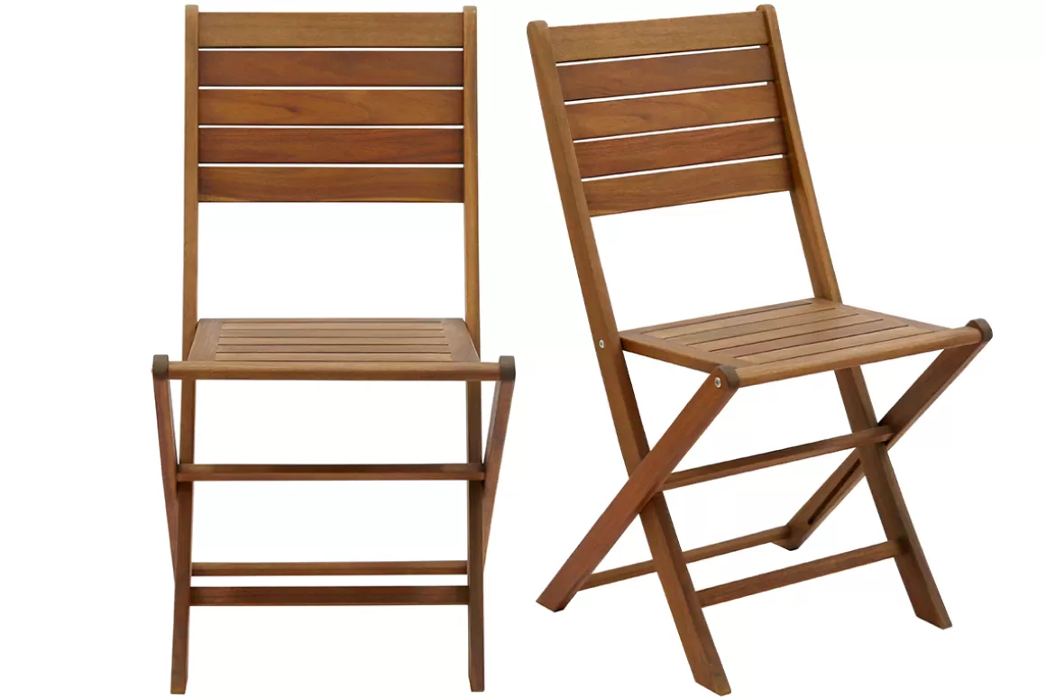 Miliboo Gartenstühle klappbar aus massivem Akazienholz 2er-Set CANOPEE