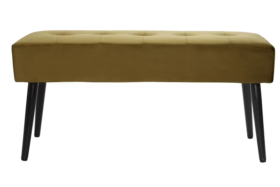 Miliboo Gepolsterte Design-Bank aus bronzefarbenem Samtstoff und schwarzem Metall L95 cm GUESTA