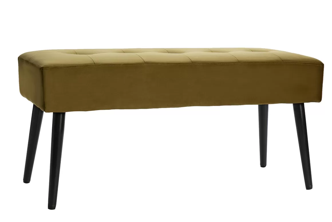 Miliboo Gepolsterte Design-Bank aus bronzefarbenem Samtstoff und schwarzem Metall L95 cm GUESTA