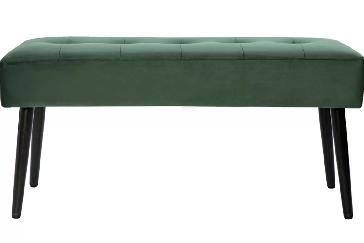 Miliboo Gepolsterte Design-Bank aus dunkelgrünem Samtstoff und schwarzem Metall L95 cm GUESTA