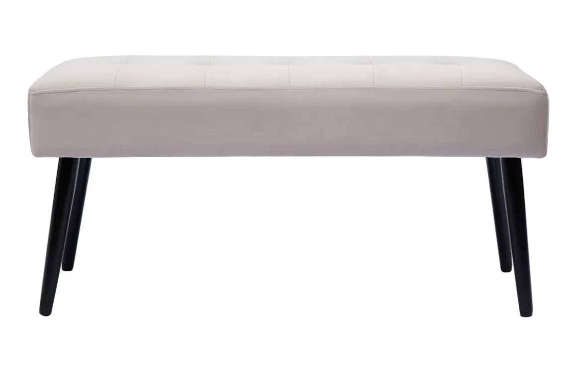 Miliboo Gepolsterte Design-Bank aus taupefarbenem Samtstoff und schwarzem Metall L95 cm GUESTA