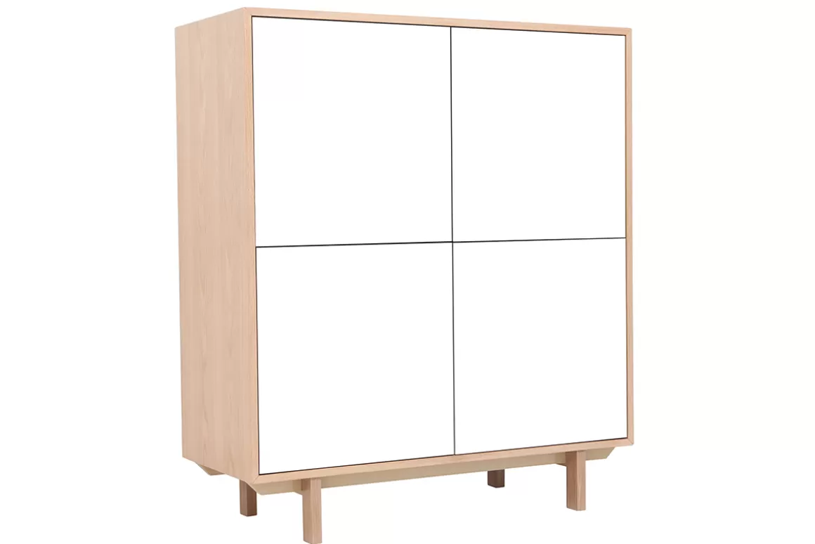 Miliboo Highboard skandinavisch Holz Weiß 125 cm SID