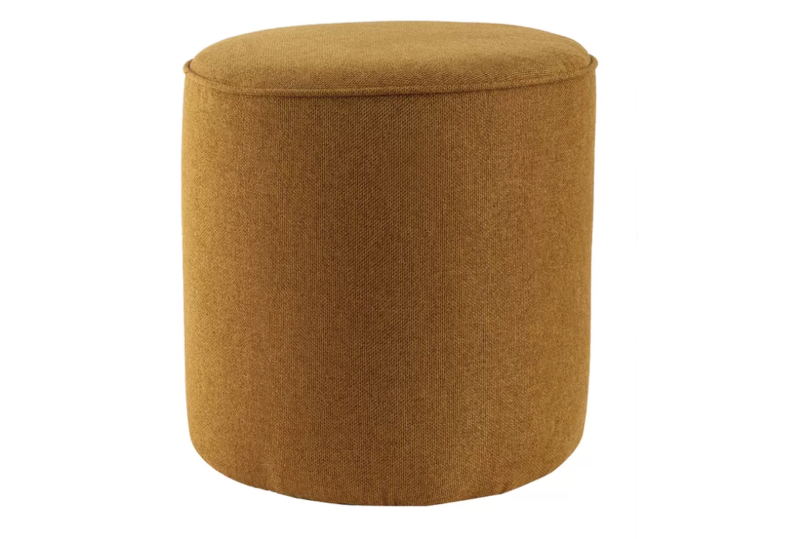 Miliboo Hocker aus gelbem Stoff D 40 cm COQ