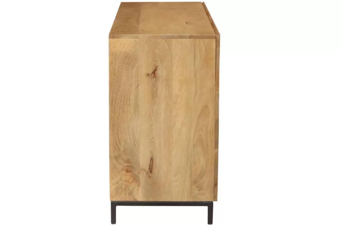 Miliboo Industrial-Sideboard YPSTER 3 Türen aus aus massivem Mangoholz und Metall