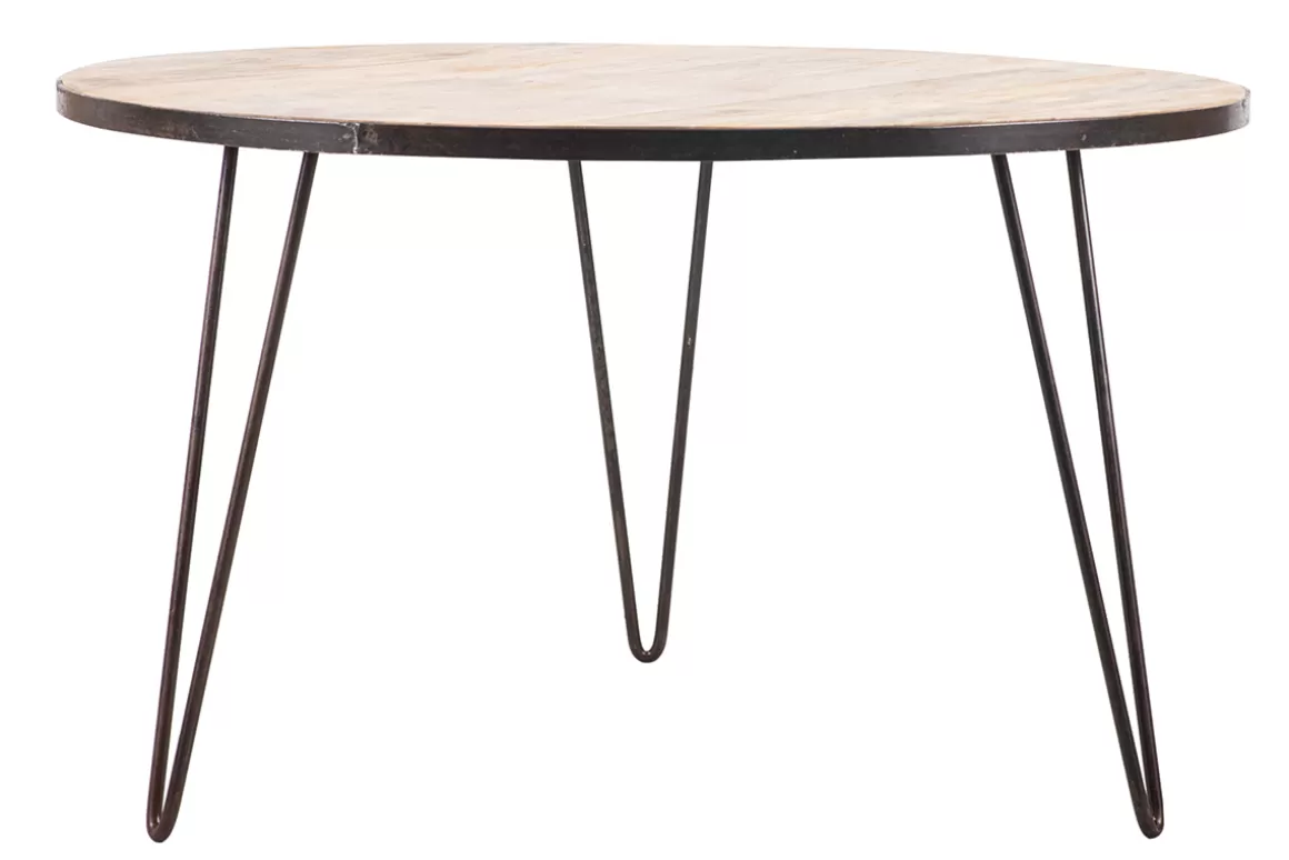 Miliboo Industrieller Esstisch Holz und Metall D125 ATELIER
