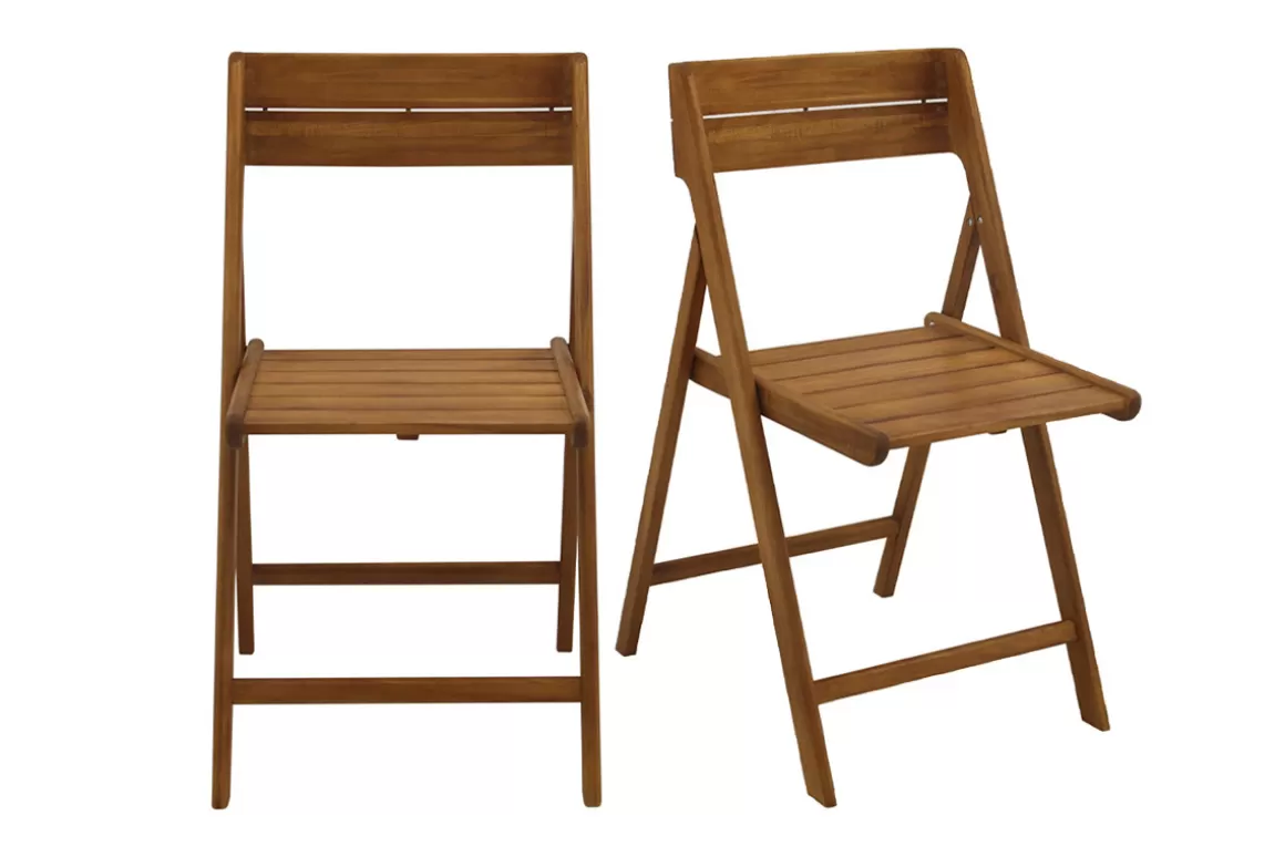 Miliboo Klappbare Gartenstühle aus Massivholz (2er-Set) DIEGO