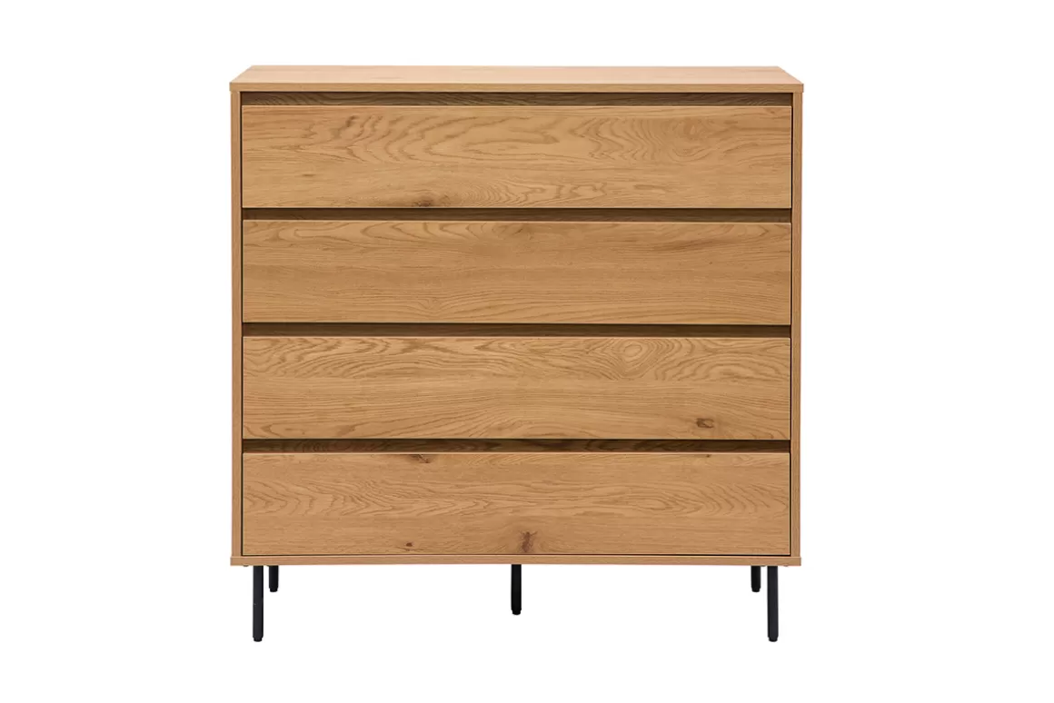 Miliboo Kommode mit hellem Holzfurnier in Eiche 4 Schubladen L100 cm ARAGON