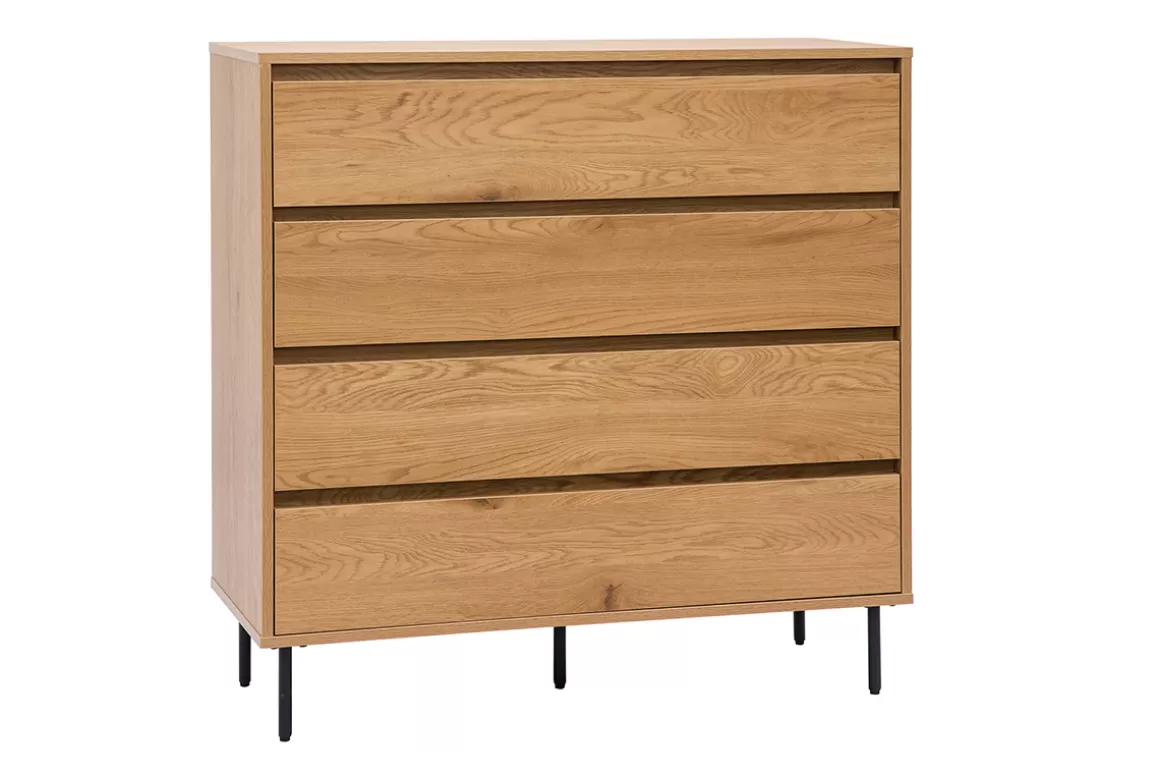 Miliboo Kommode mit hellem Holzfurnier in Eiche 4 Schubladen L100 cm ARAGON