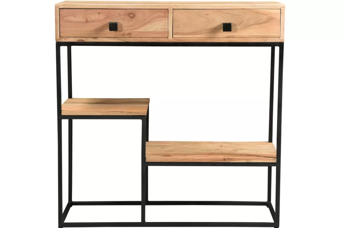 Miliboo Konsole 2 Schubladen aus Akazienholz und Metall L80 cm GRENELLE