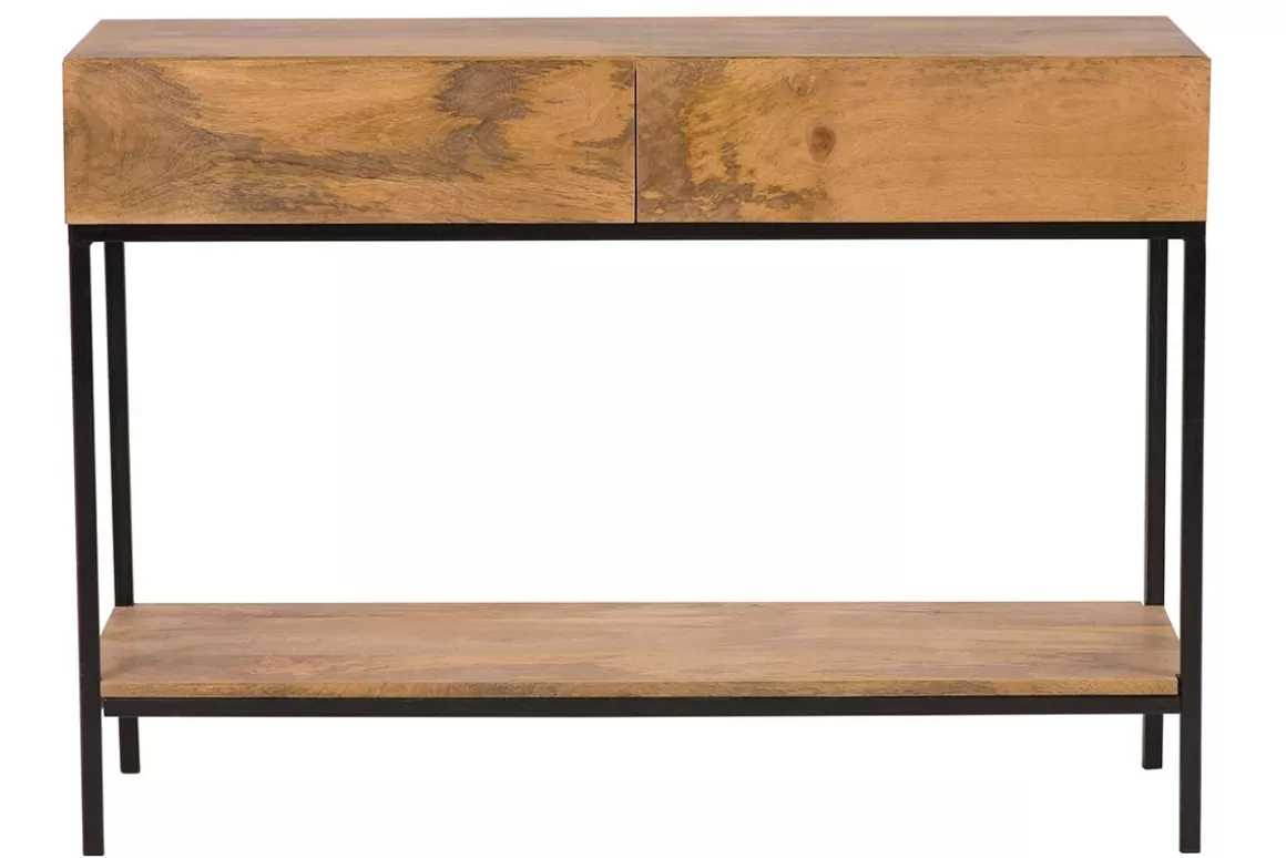 Miliboo Konsolenschreibtisch Industrie-Stil Mangoholz und Metall L110 cm YPSTER