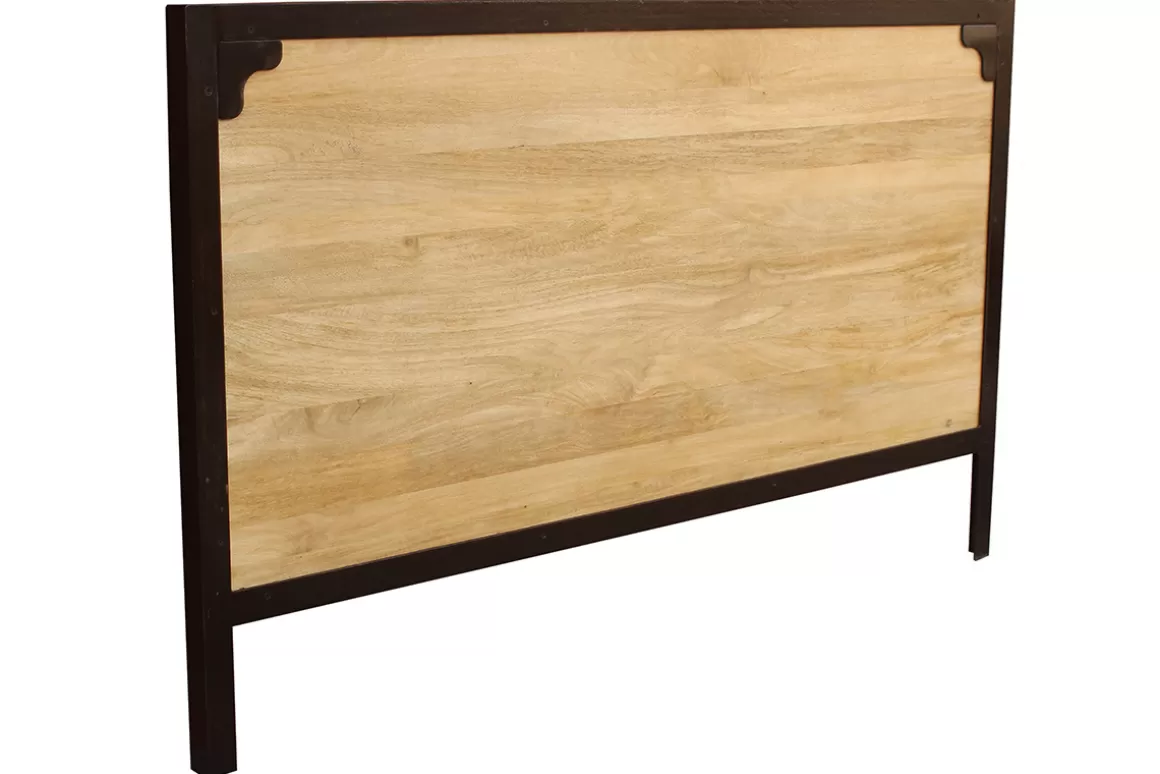 Miliboo Kopfteil Bett Metall und Mangoholz INDUSTRIA
