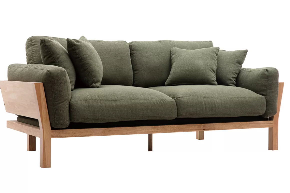 Miliboo KYO Khaki skandinavisches 3-Sitzer-Sofa mit abnehmbaren Bezügen