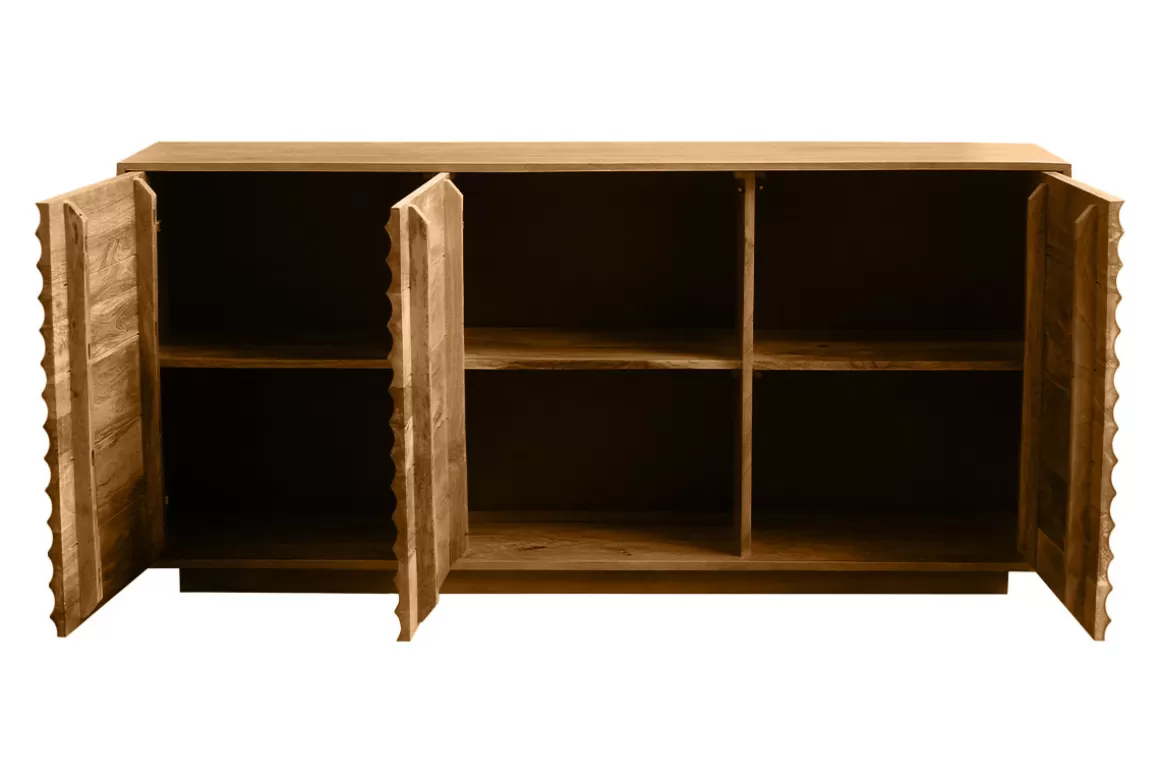 Miliboo Massivholz-Sideboard aus Mangoholz mit 3 Türen L160 cm MATCHA