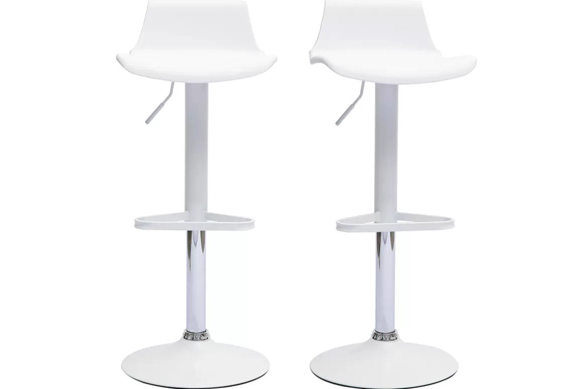 Miliboo Moderne weiße Barhocker 360° drehbar und höhenverstellbar (2er-Set) KRONOS