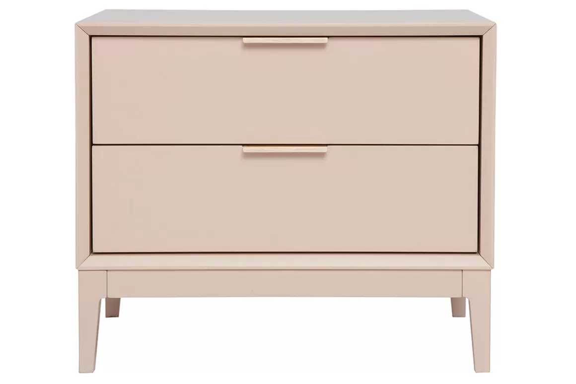 Miliboo Nachttische in Puderrosa und goldfarbenem Metall mit Ablagen B60 cm (2er-Set) GIANA