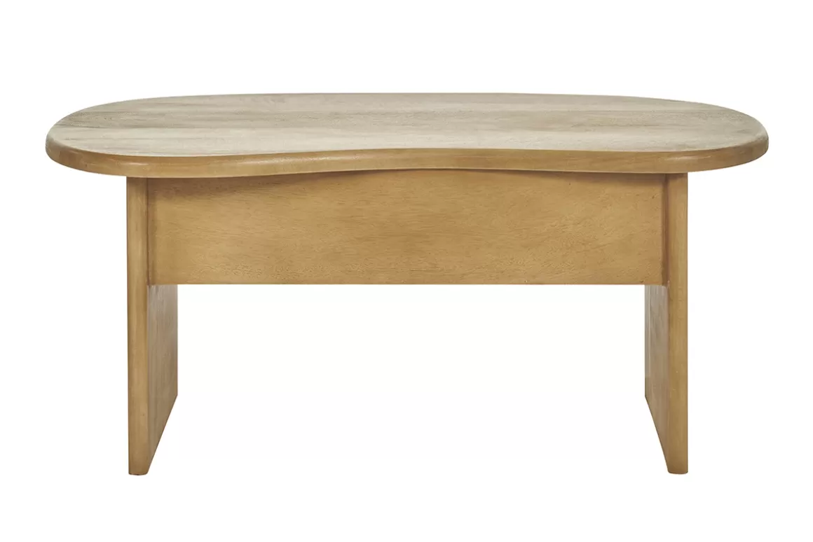 Miliboo Niedriger Couchtisch in Bohnenform mit Ablage aus massivem Mangoholz B95 cm KOKOA