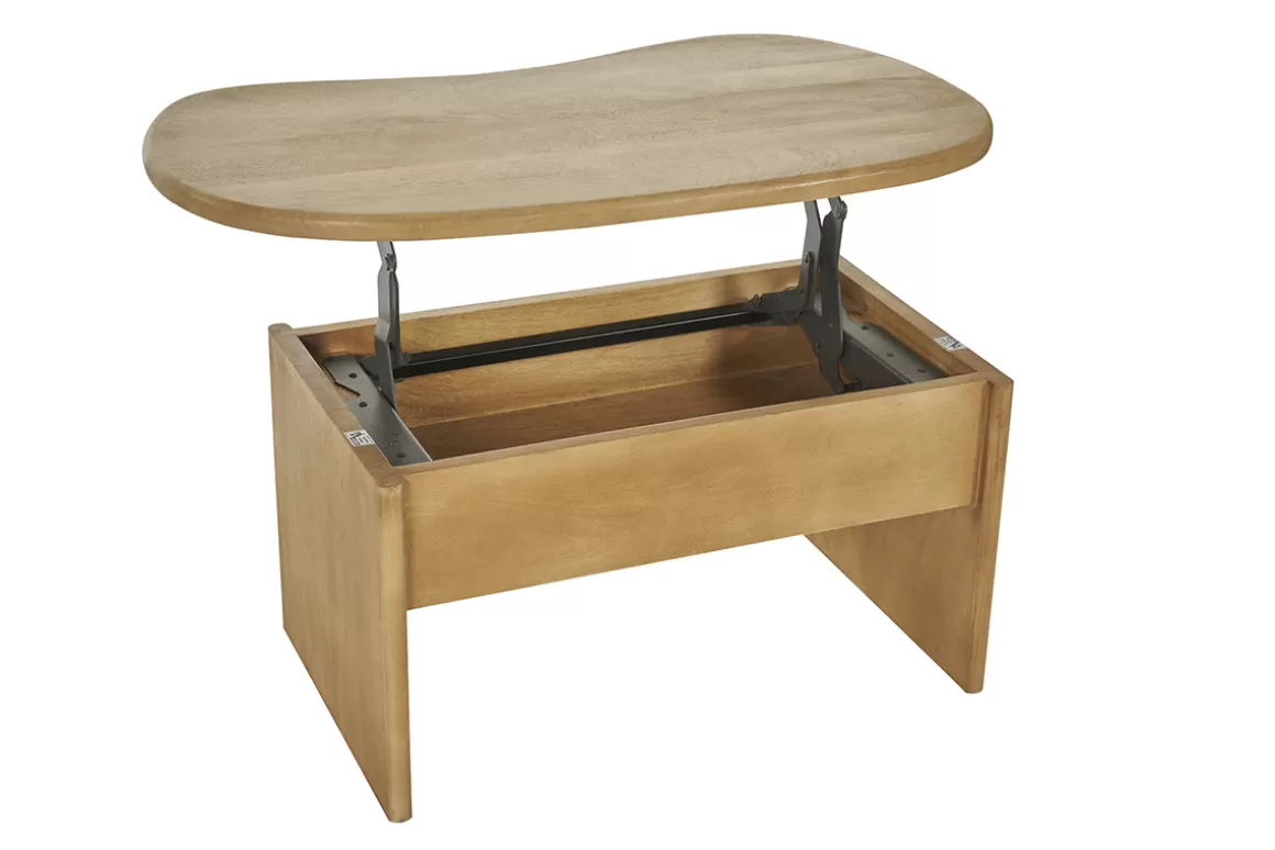 Miliboo Niedriger Couchtisch in Bohnenform mit Ablage aus massivem Mangoholz B95 cm KOKOA