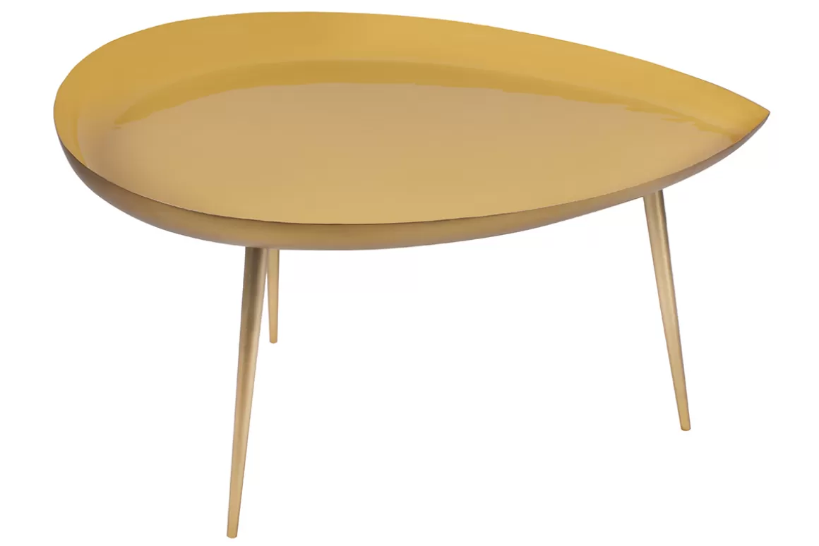 Miliboo Niedriger Design-Tisch aus gelblackiertem Stahl DROP