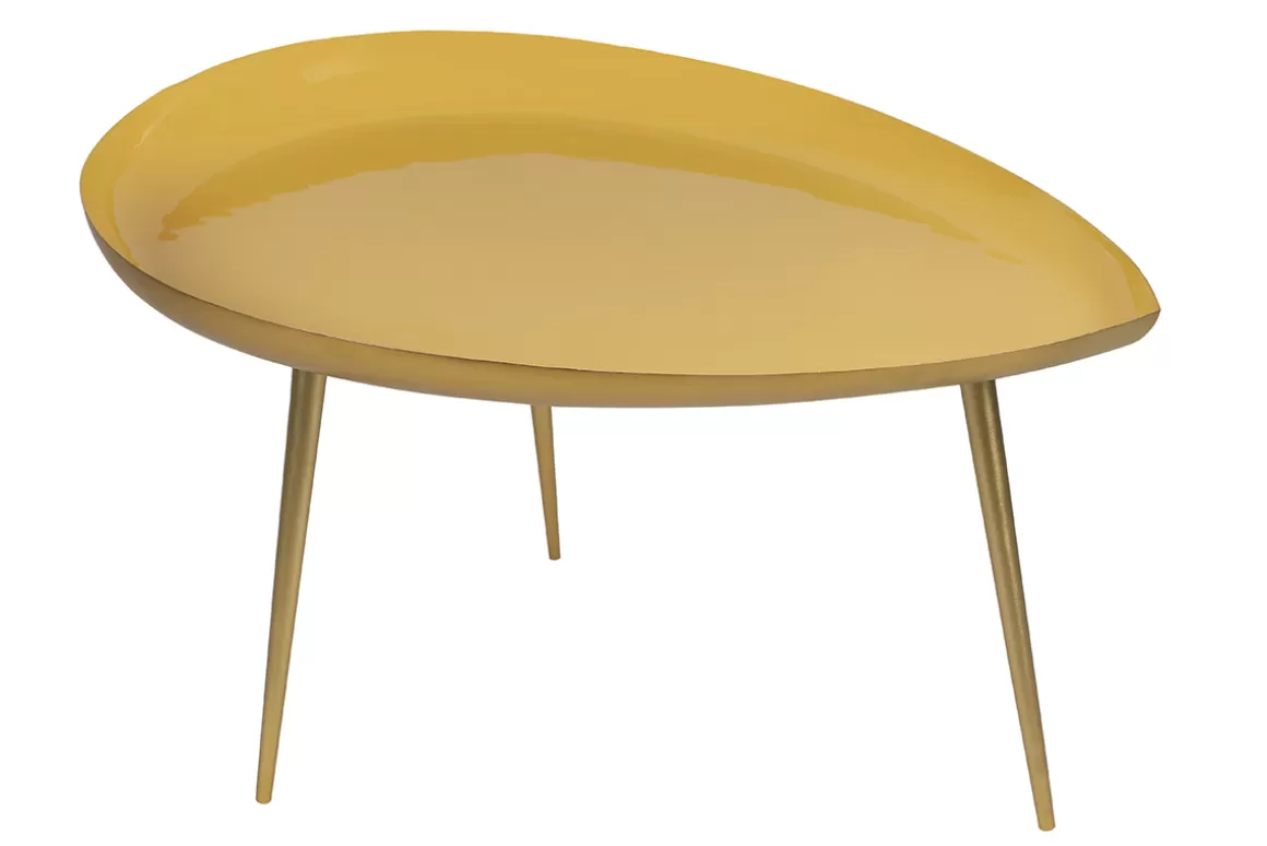 Miliboo Niedriger Design-Tisch aus gelblackiertem Stahl DROP