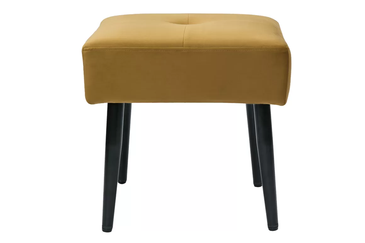 Miliboo Niedriger Hocker aus Stoff mit Samteffekt in Bronze und schwarzes Metall H46 cm GUESTA