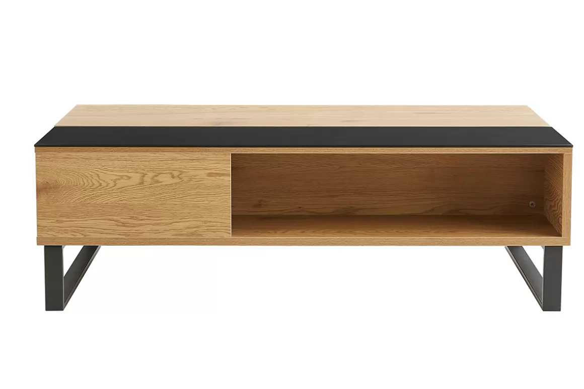 Miliboo Niedriger Tisch verstellbar aus Holz und Metall WYNN