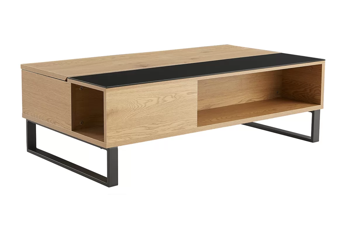 Miliboo Niedriger Tisch verstellbar aus Holz und Metall WYNN