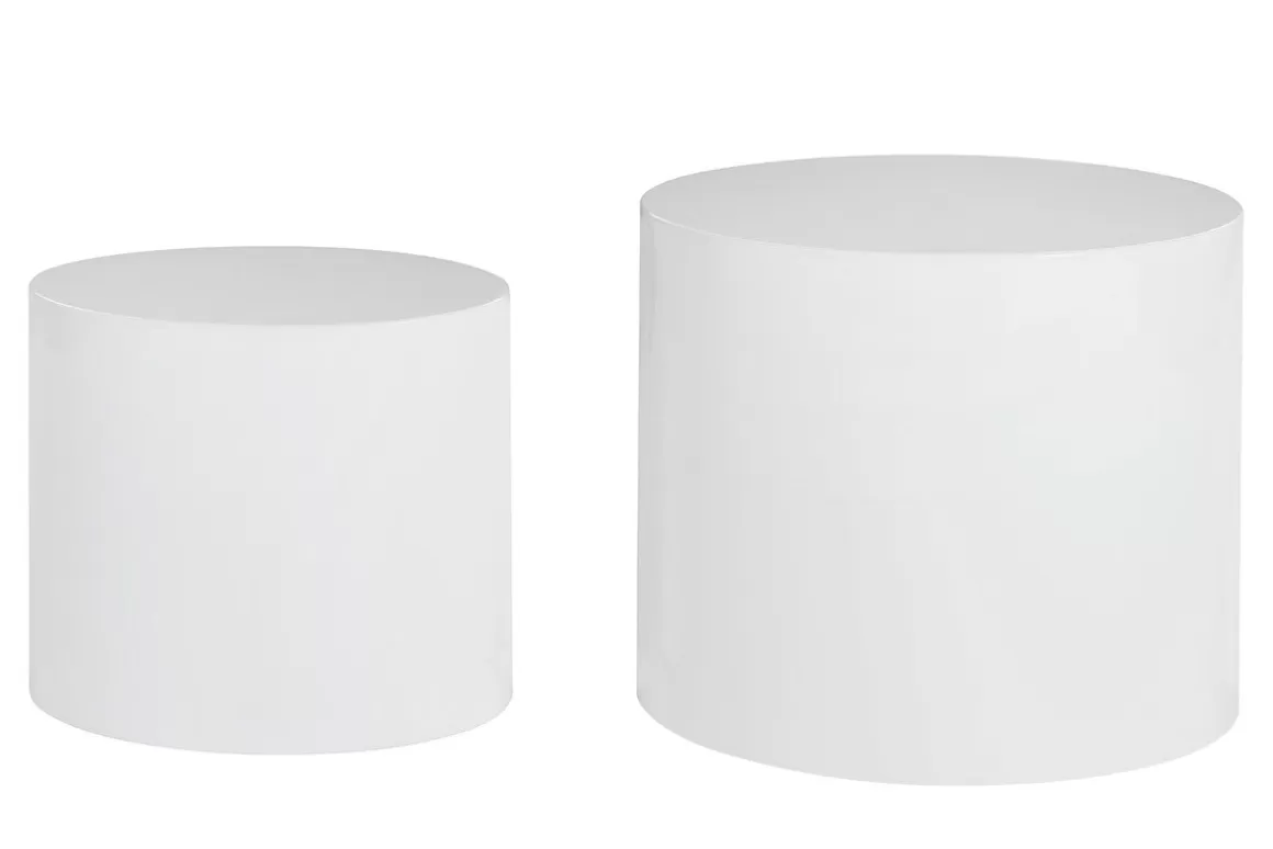 Miliboo Ovale Design-Beistelltische mit weißem Glanzeffekt (2er-Set) FAMOSA