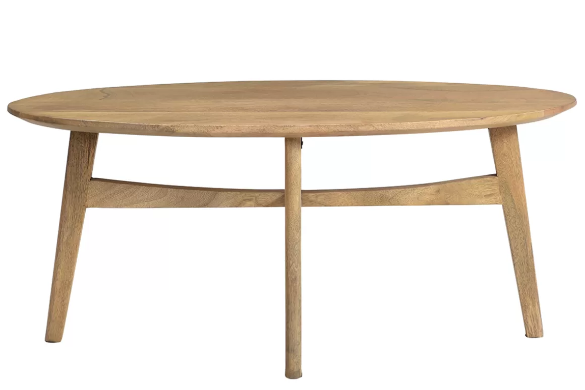 Miliboo Ovaler Couchtisch aus massivem, hellen Mangoholz B100 cm PALEY