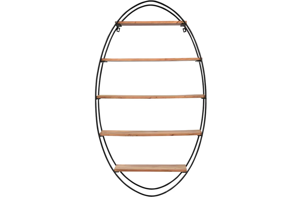 Miliboo Ovales Wandregal aus massivem Akazienholz und Metall H130 cm HANG