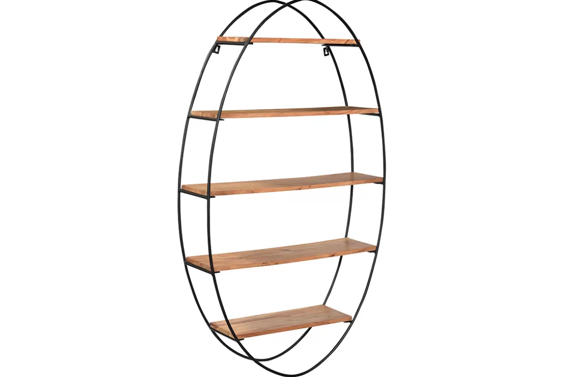 Miliboo Ovales Wandregal aus massivem Akazienholz und Metall H130 cm HANG