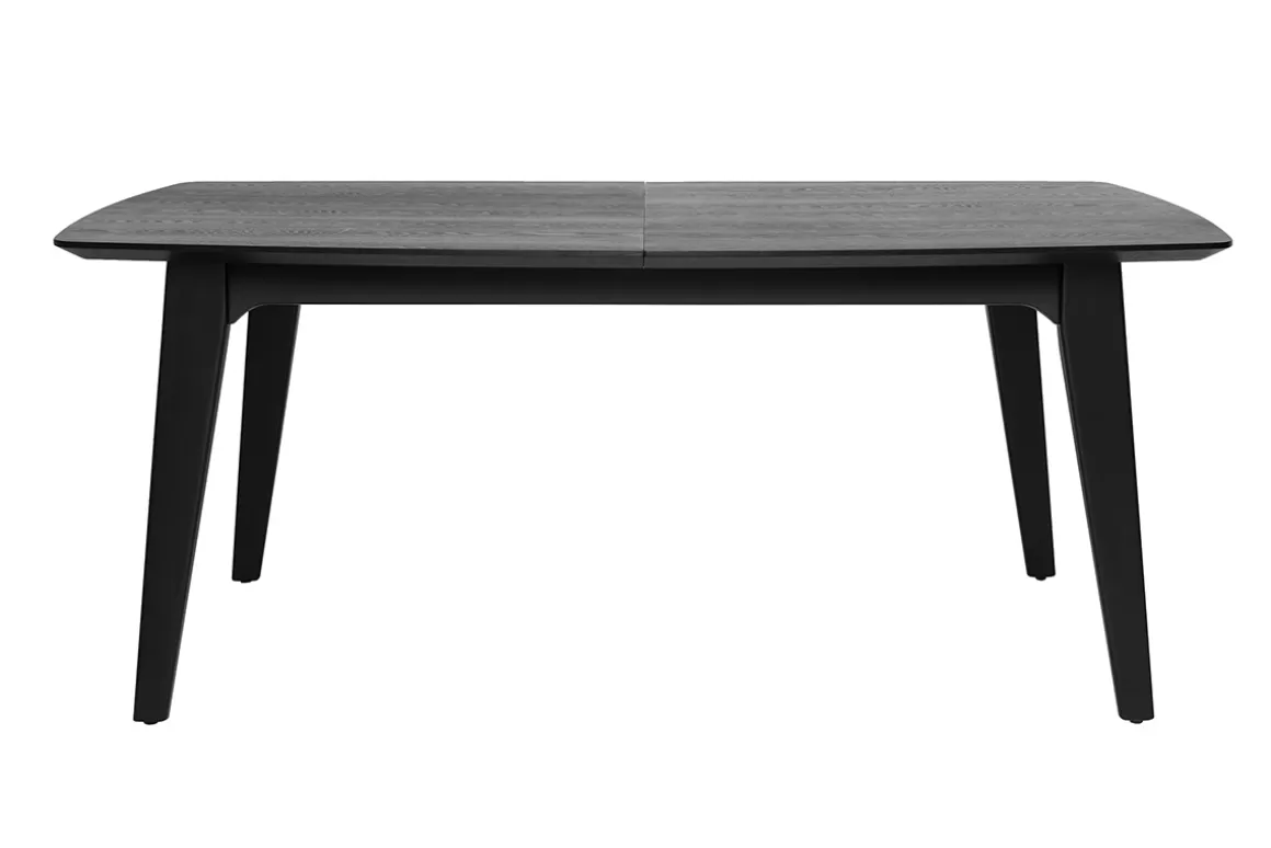 Miliboo Rechteckiger Esstisch mit integrierter Verlängerung in Schwarz Eiche L180-230 cm FIFTIES