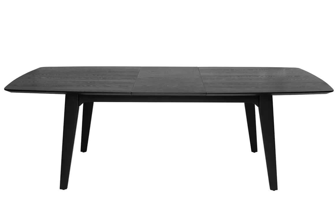 Miliboo Rechteckiger Esstisch mit integrierter Verlängerung in Schwarz Eiche L180-230 cm FIFTIES