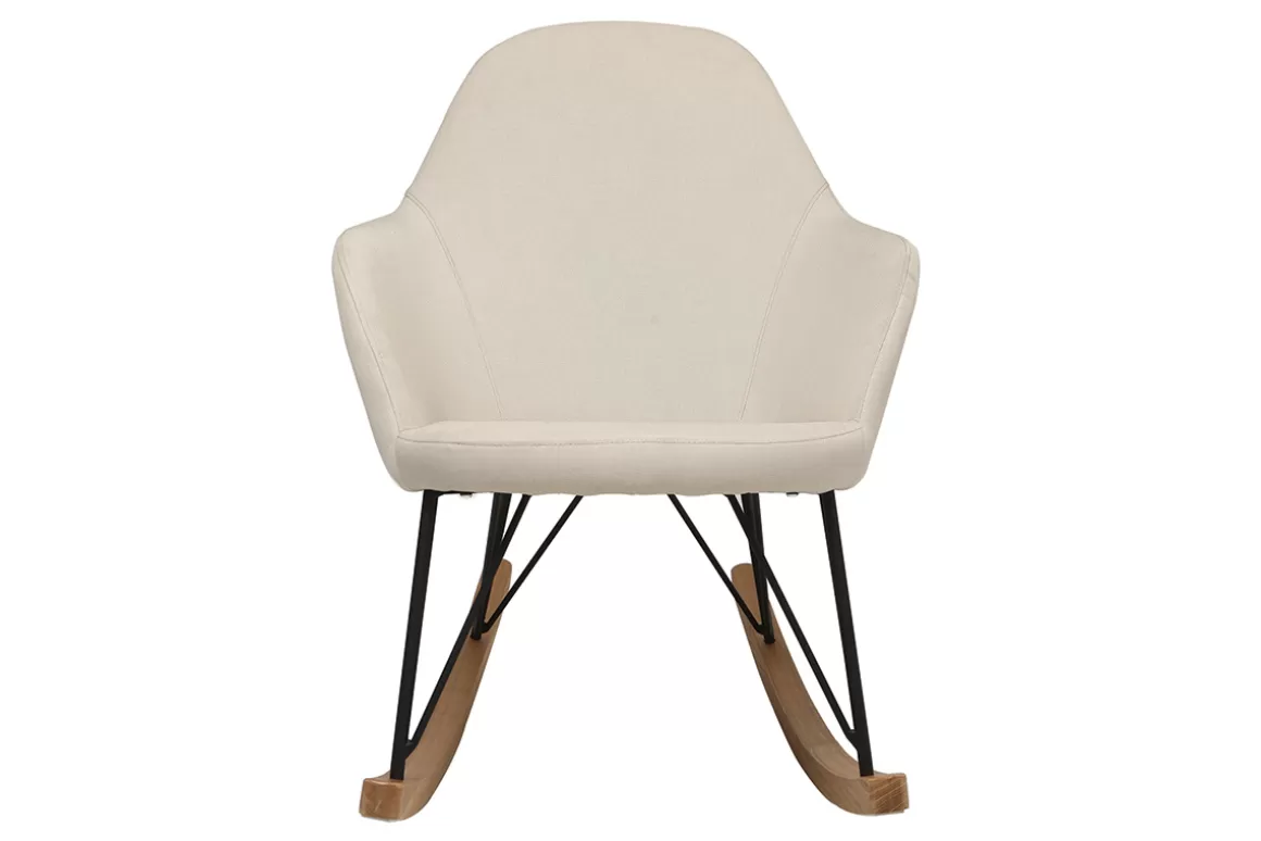 Miliboo Relax-Sessel - Schaukelstuhl Stoff naturfarben Füße Metall und Esche JHENE