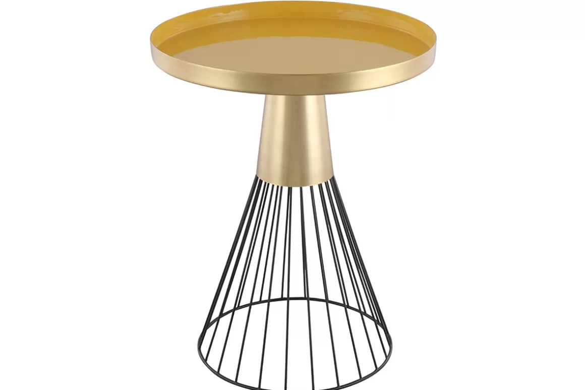 Miliboo Runder Beistelltisch aus gelbem und goldfarben lackiertem Stahl D 41 cm SPLEEN