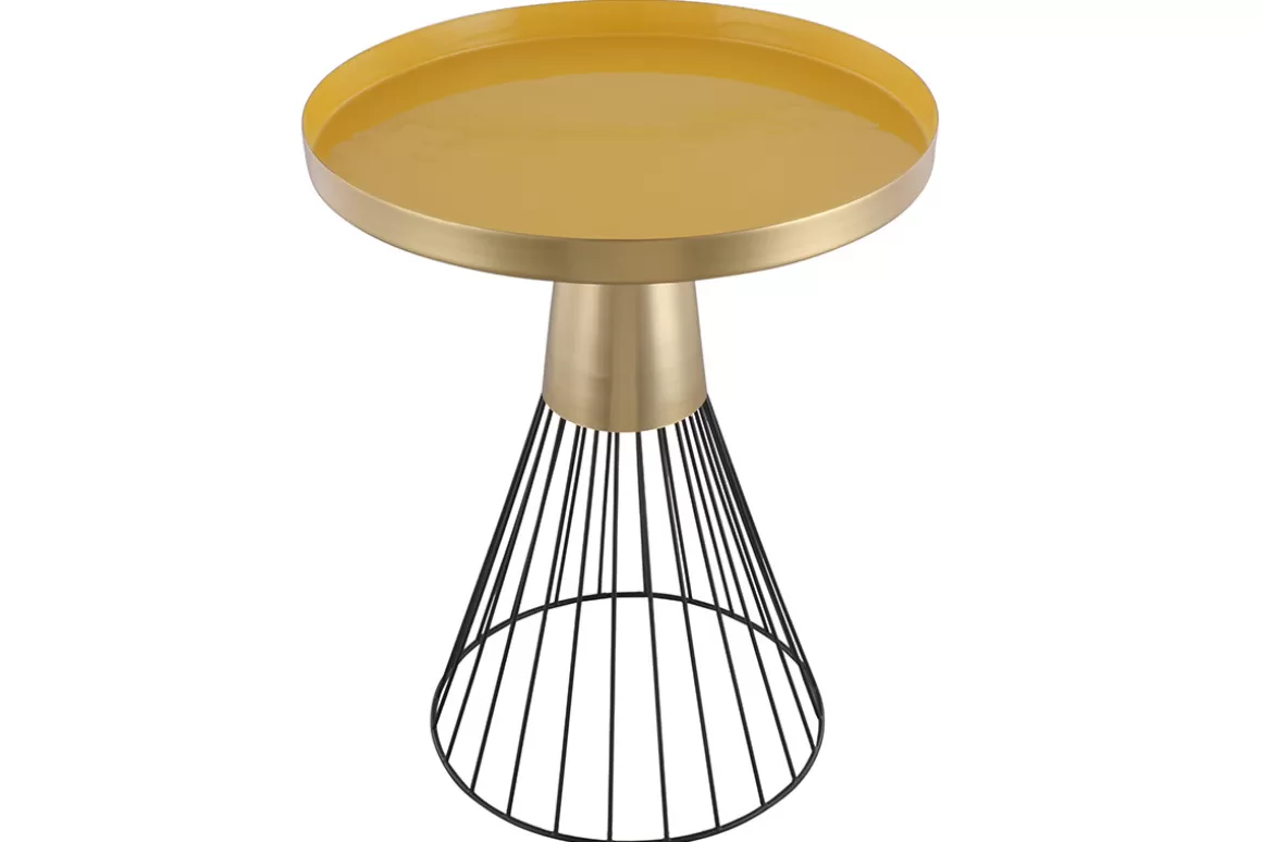Miliboo Runder Beistelltisch aus gelbem und goldfarben lackiertem Stahl D 41 cm SPLEEN